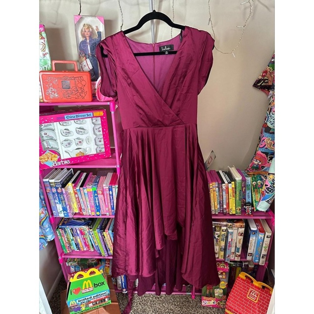LULUS FALLEN FOR YOU SATIN HIGH-LOW DRESS- SIZE M